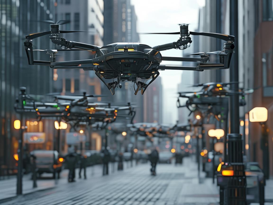 无人机复合物料助力街道路灯维护