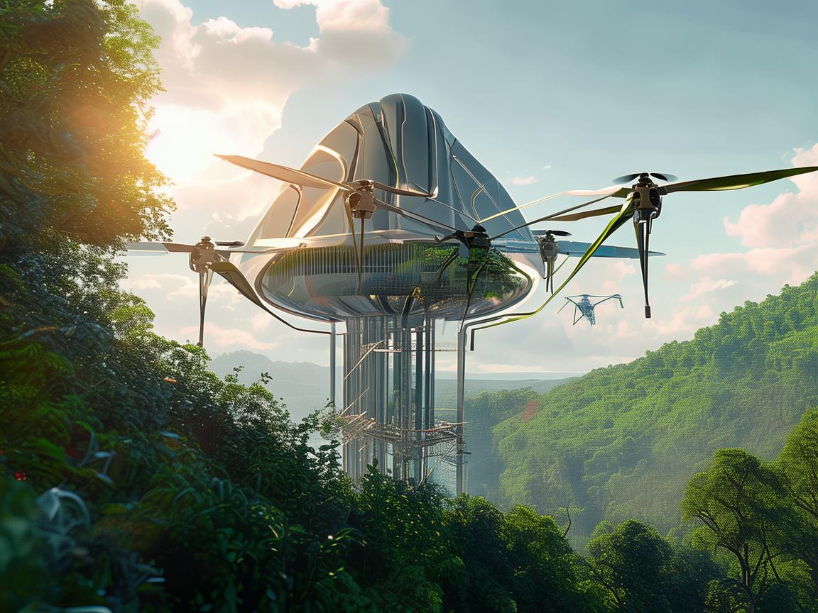 无人机复合物料助力风景区观景台建设